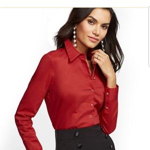 Red, jeweled button, lg slv, size lg, ny&c